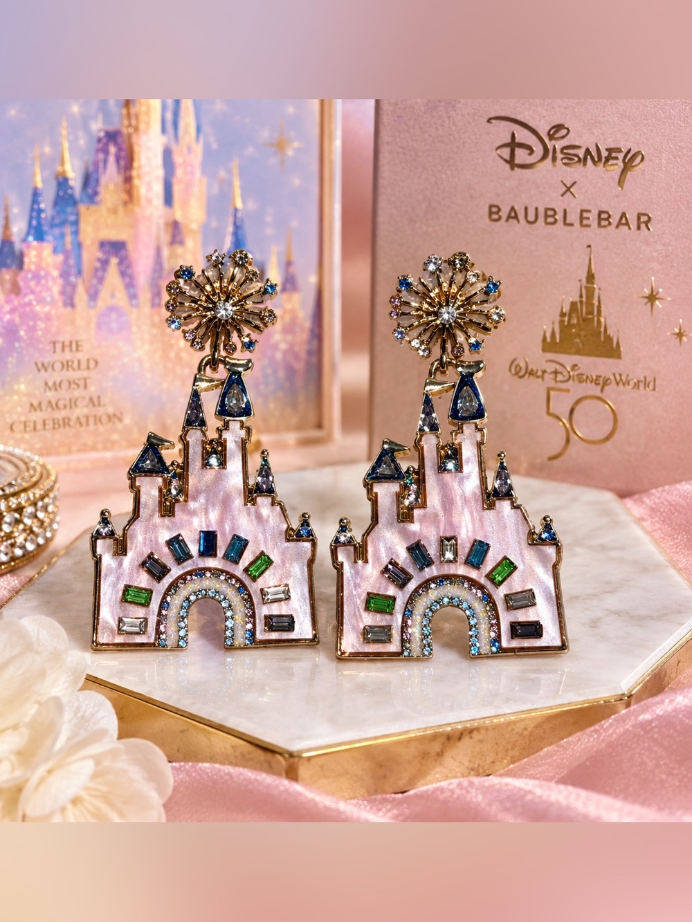 🏰 Disney x BaubleBar WDW 50th Anniversary Cinderella Castle Earrings